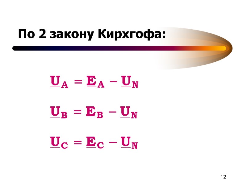 12 По 2 закону Кирхгофа: